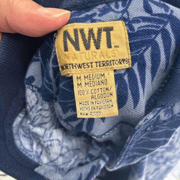 Vintage Northwest Territory Natural Golf Polo Mens M Floral & Leaves all Over EU - Picture 4 of 4